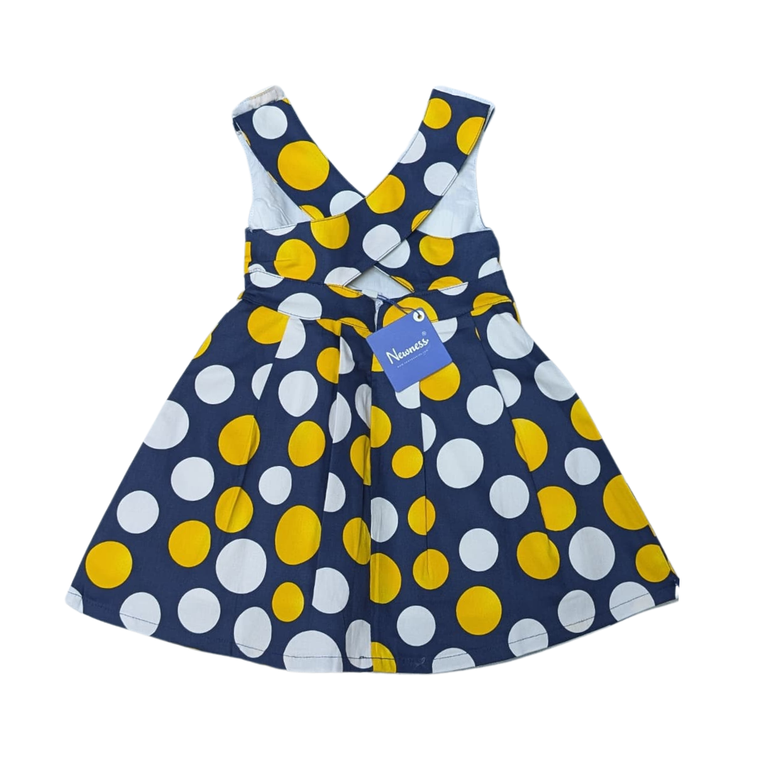 Newness Navy Polka Cross Back Dress MM64