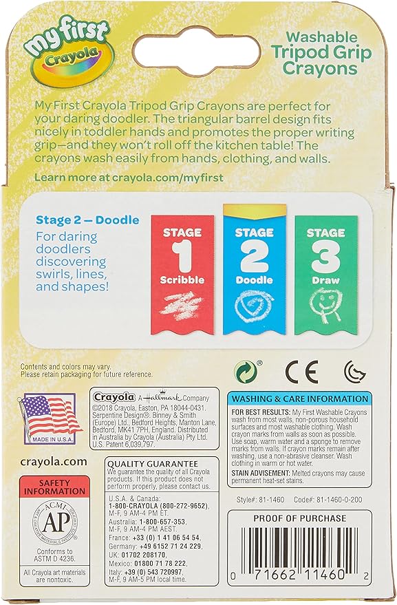 Crayola My First Washable Tripod Grip Crayons