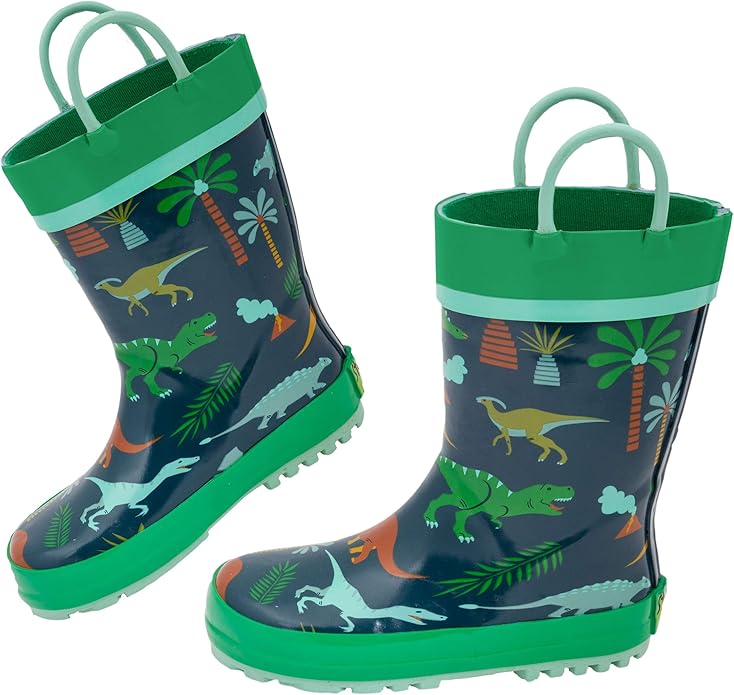 Green Dino Rain Boot