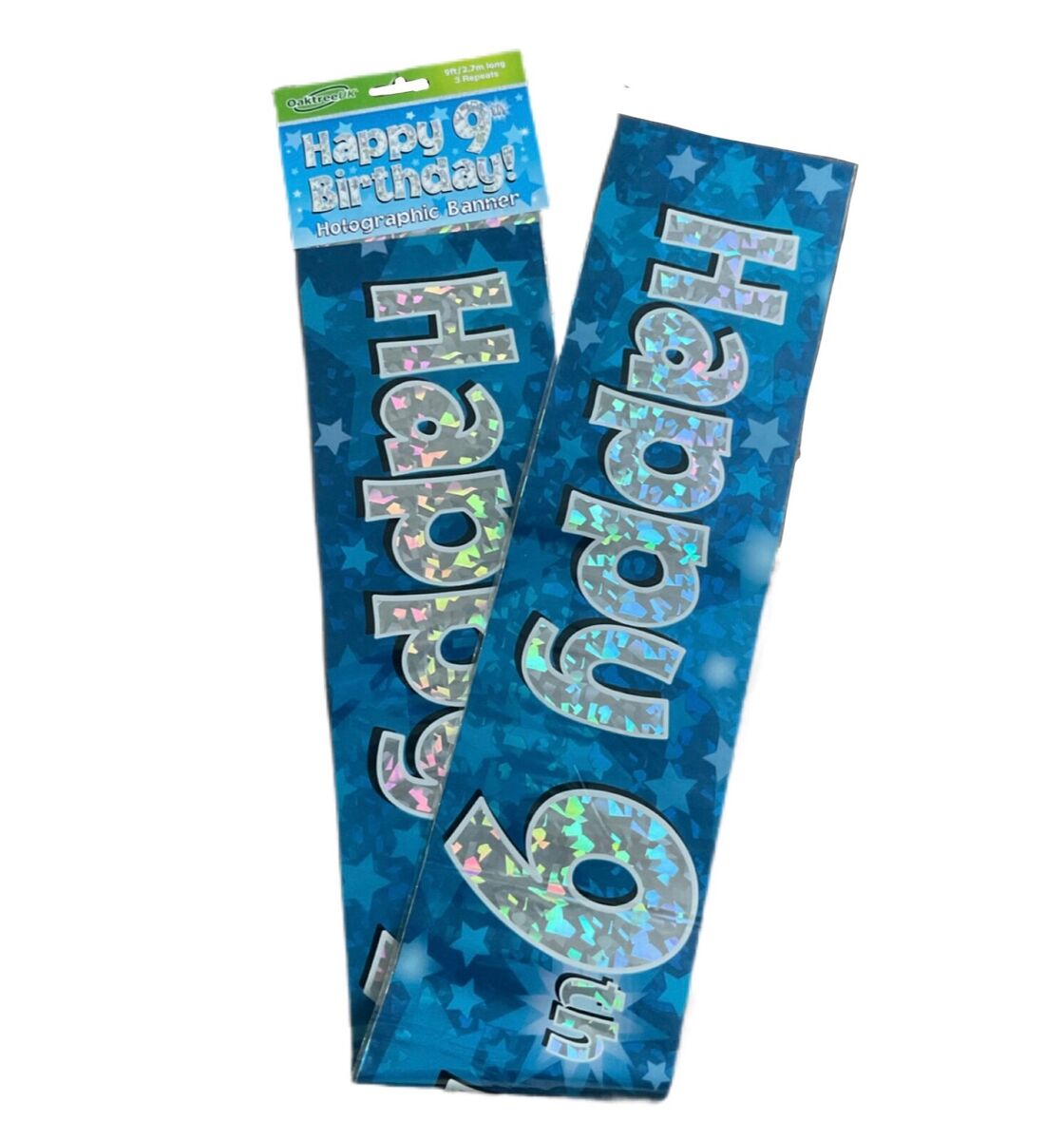Happy 9th Birthday Holographic Banner
