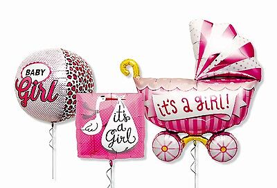 It's a Girl Trio Baby Buggy Balloon