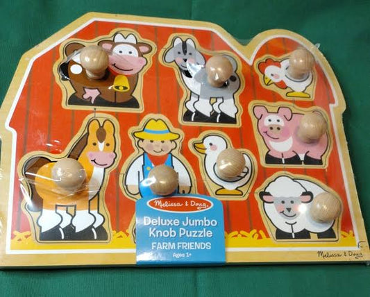 Melissa & Doug Deluxe Jumbo Knob Puzzle - Farm Friends