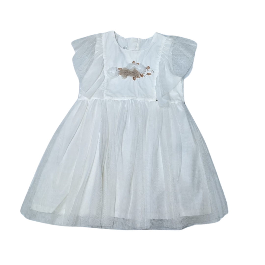 Monna Rosa White Chiffon Dress TA31