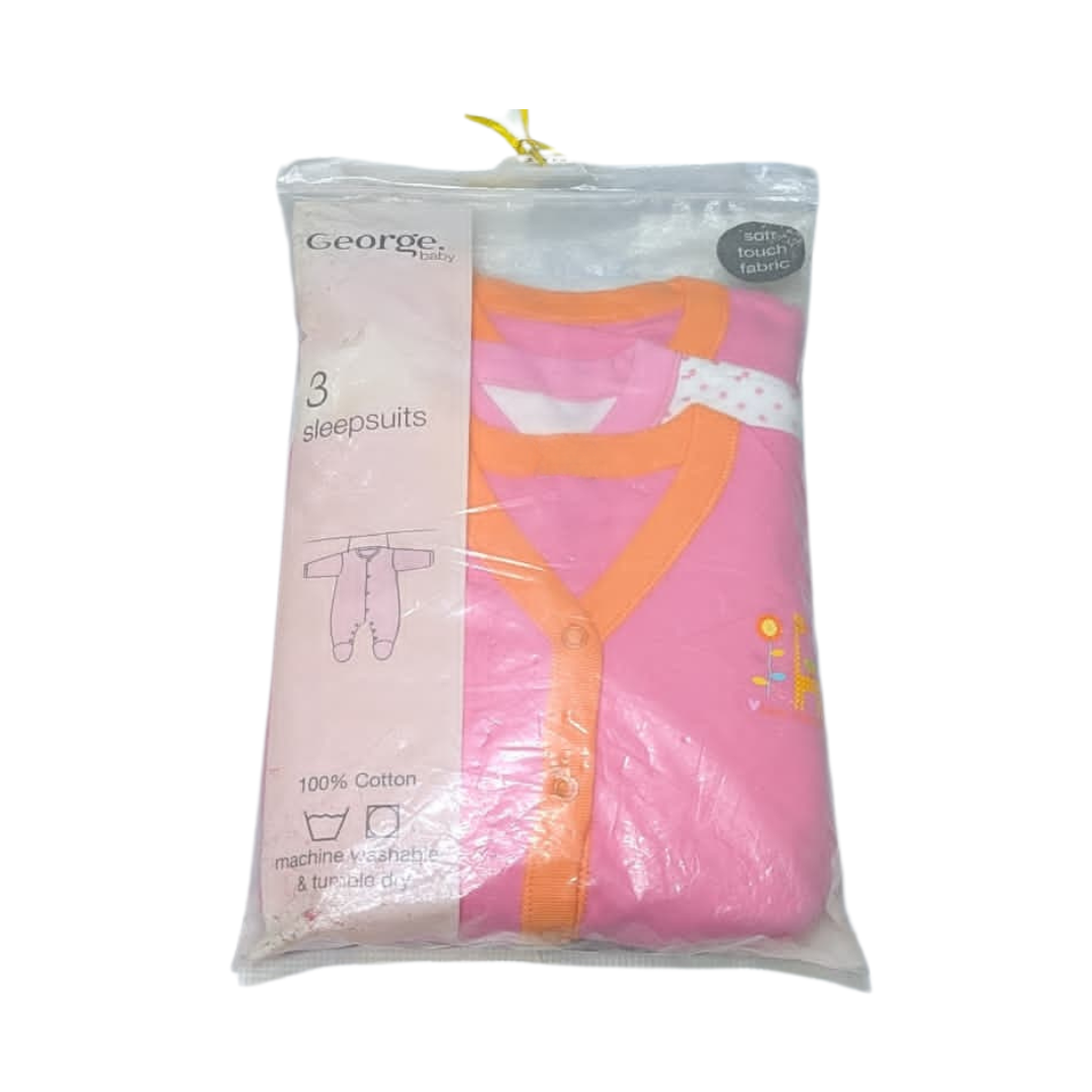 George Baby Sleepsuits 3 pack