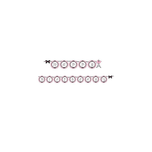 Party In Paris Happy Birthday Hanging Banner