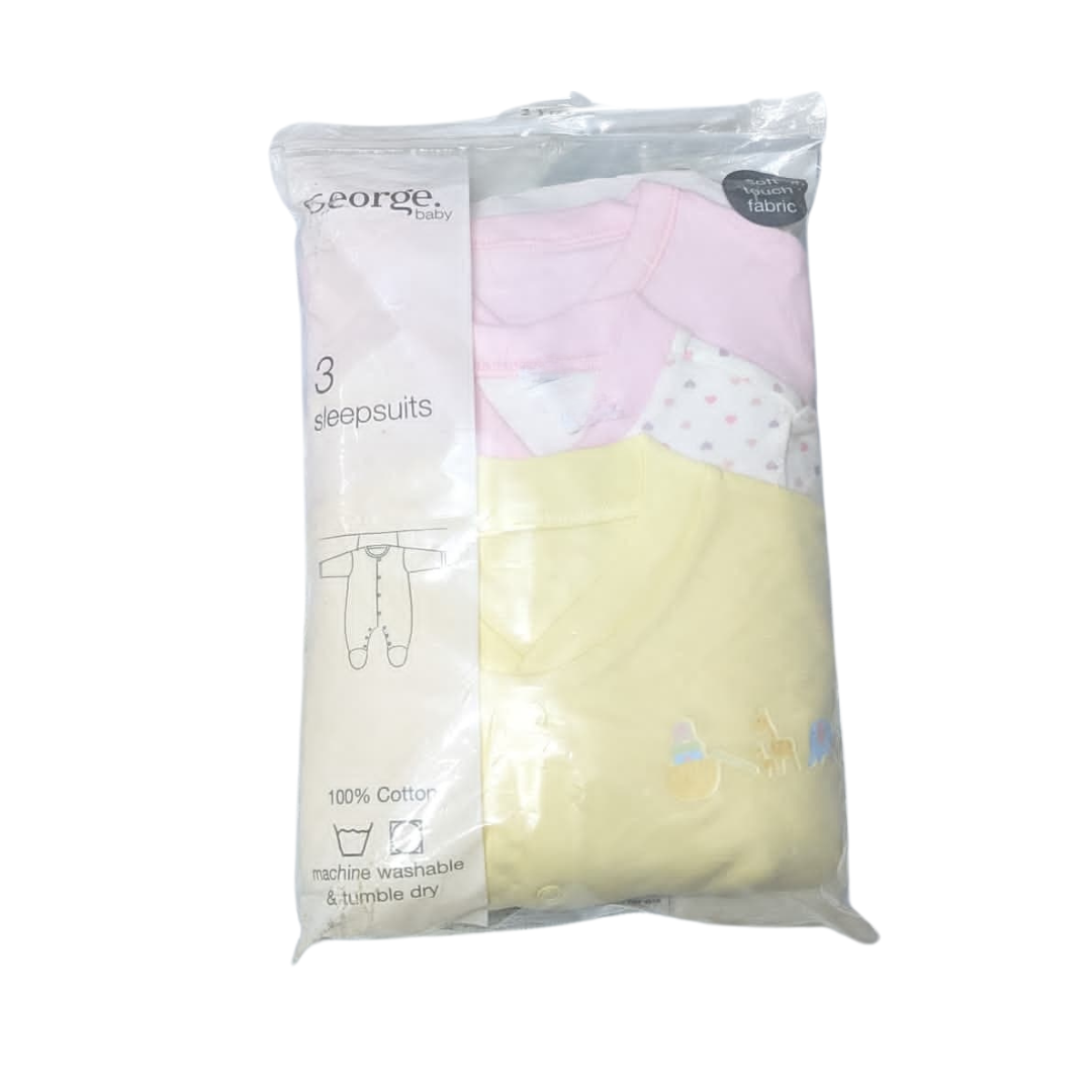 George Baby Sleepsuits 3 pack