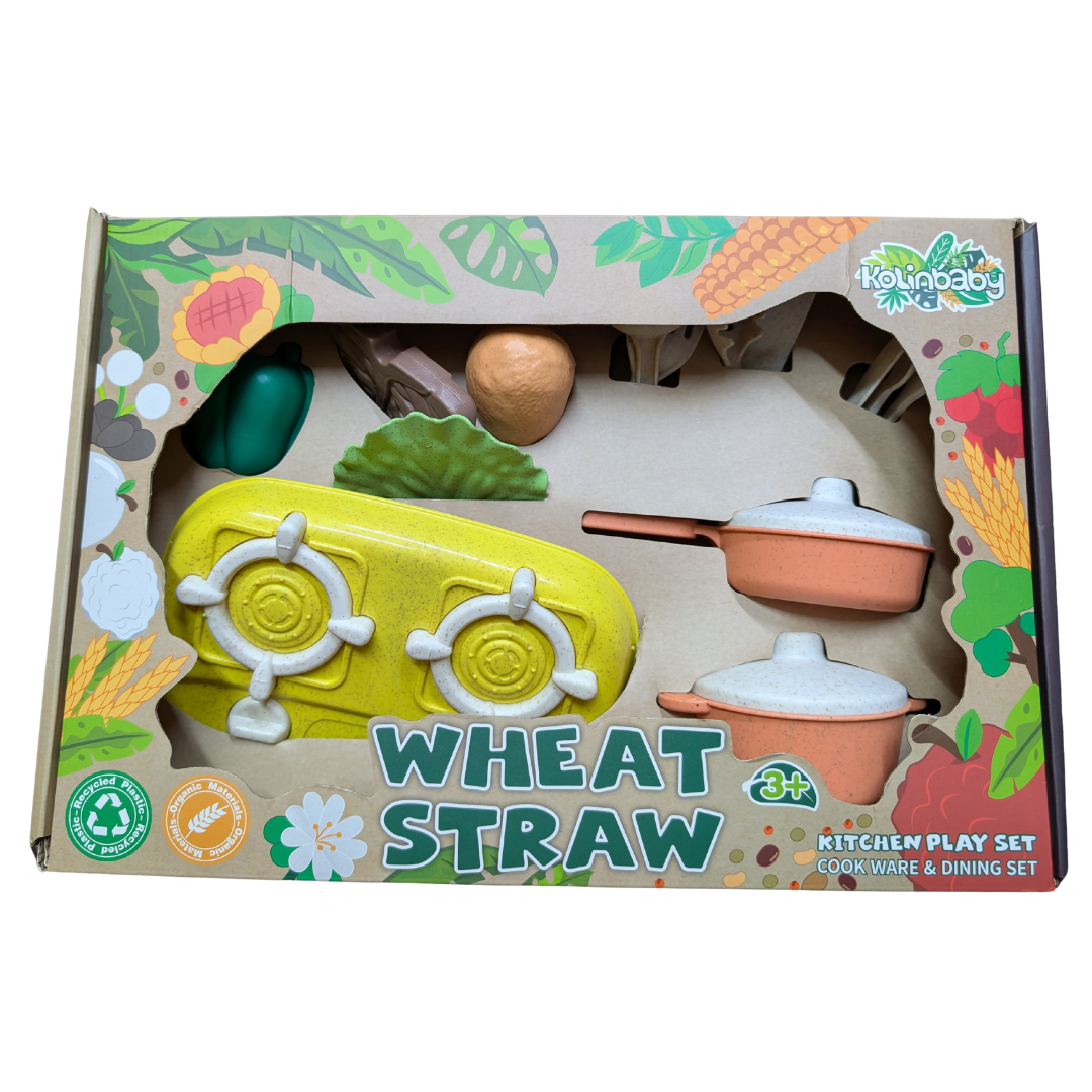 Steak and Chicken Stove Top Playset - Kolinbaby Wheat Straw