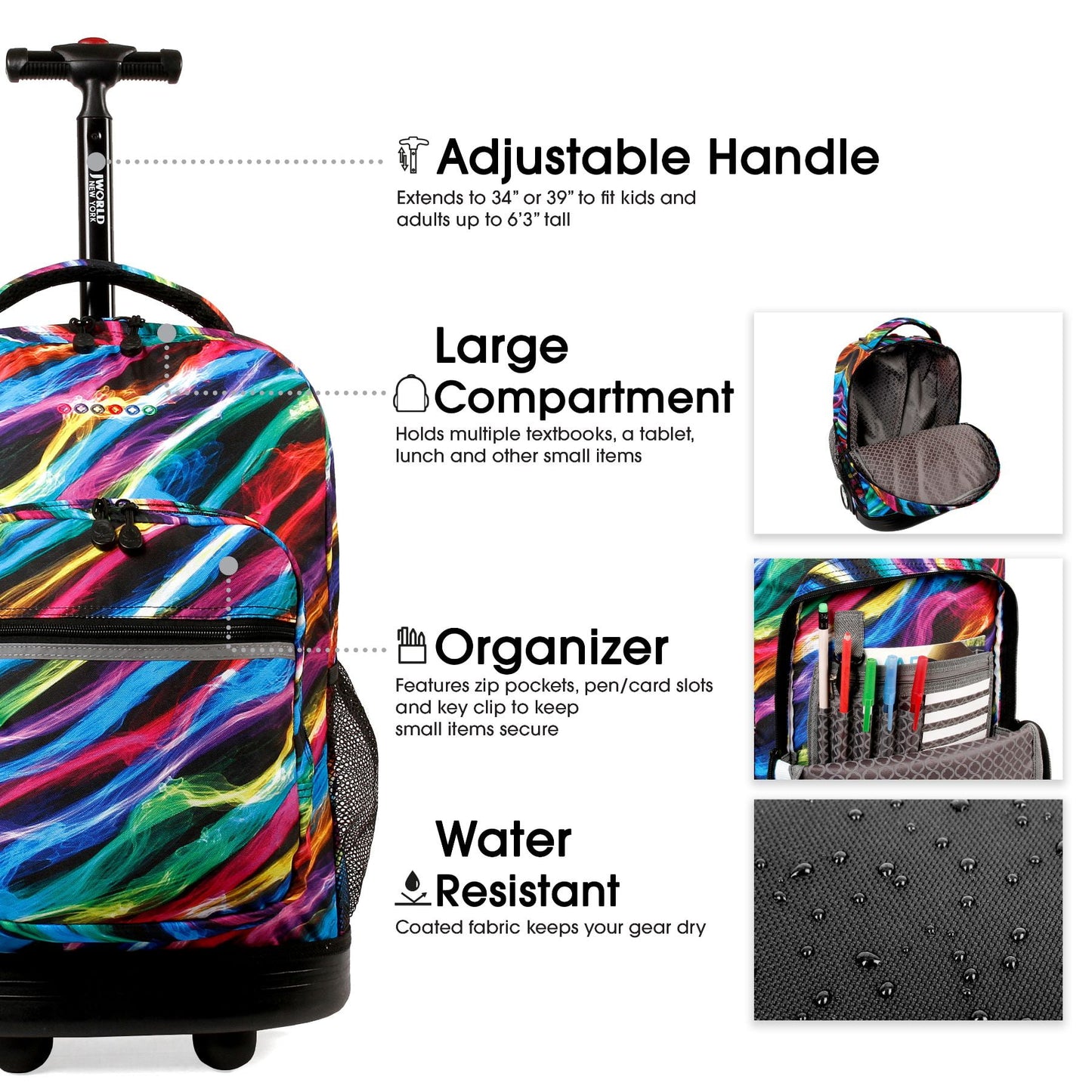 Jworld Sunrise Rolling Backpacks and Lunch Bags