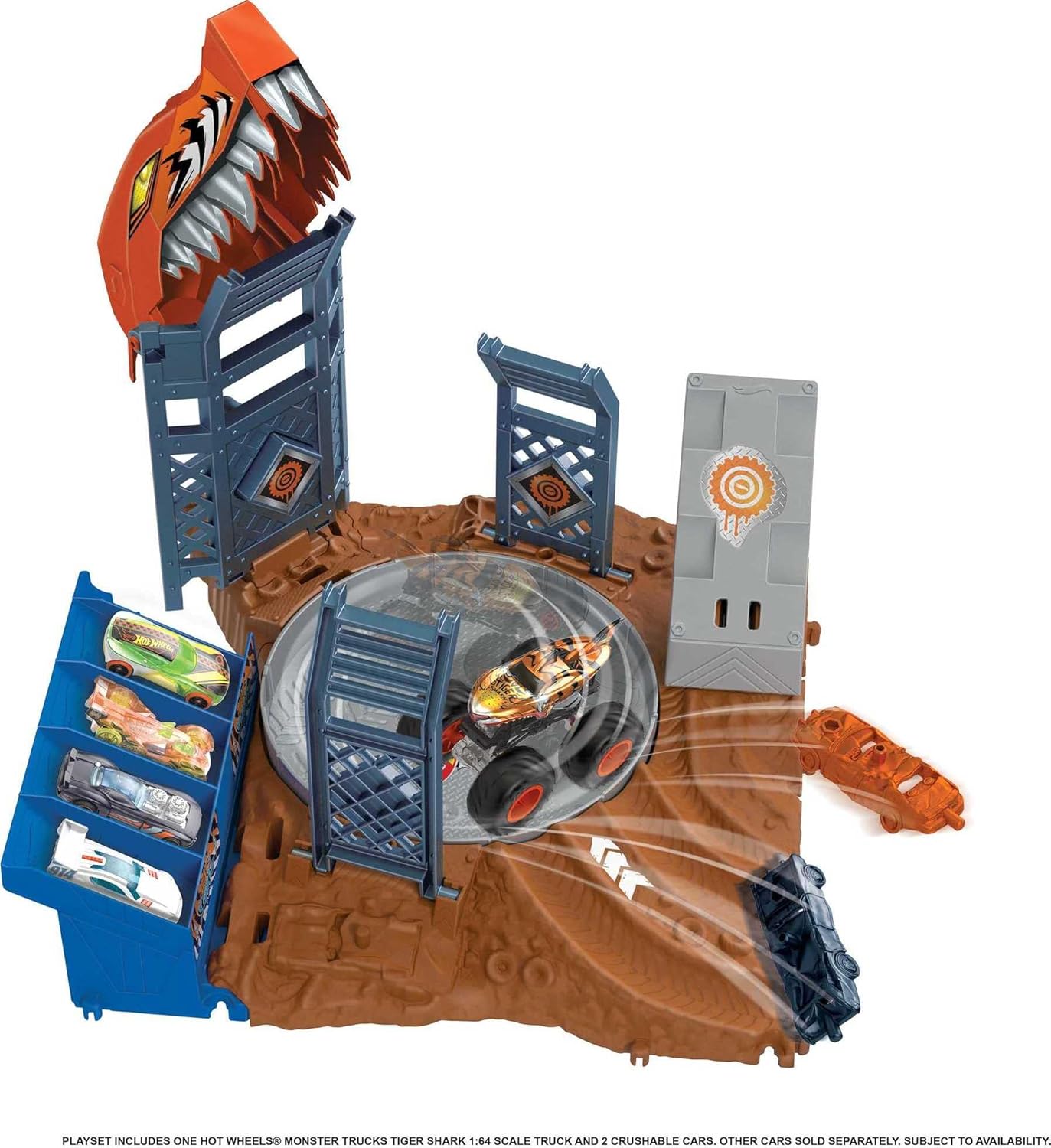 Hot Wheels Monster Trucks Arena Smashers, Tiger Shark Spin-Out Challenge