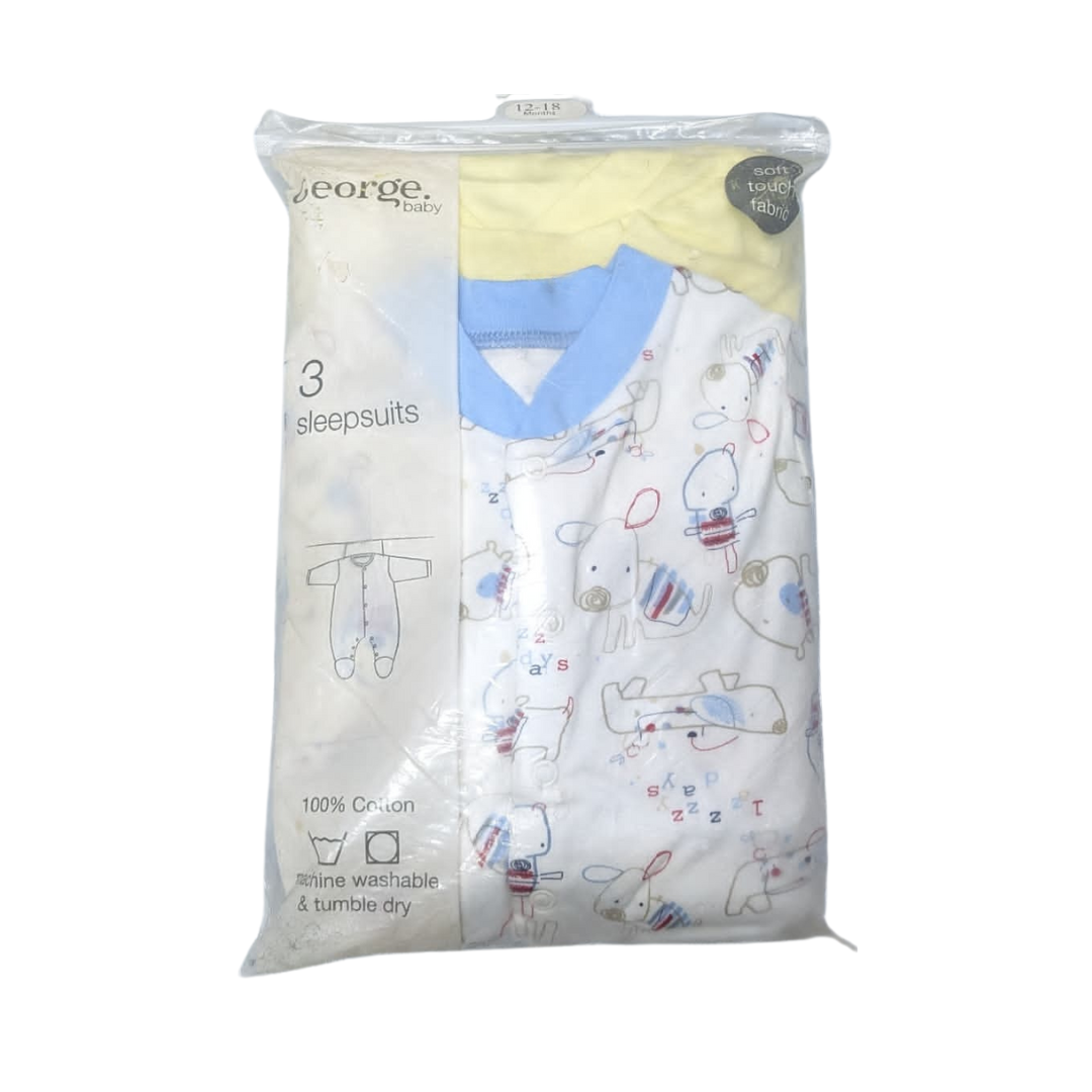 George Baby Sleepsuits 3 pack