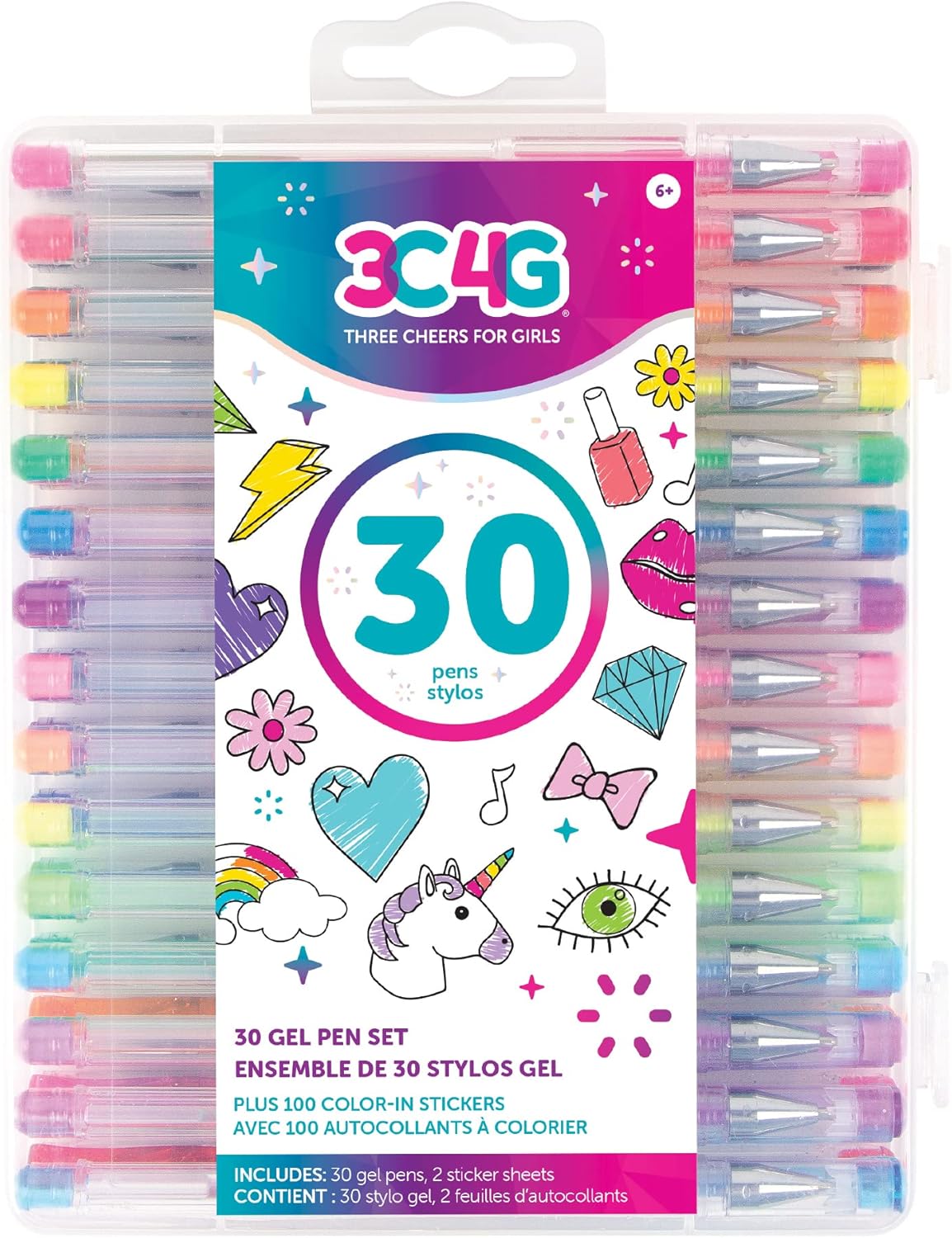 3C4G Gel Pen Set with Stickers (30 Pieces)