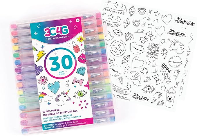3C4G Gel Pen Set with Stickers (30 Pieces)