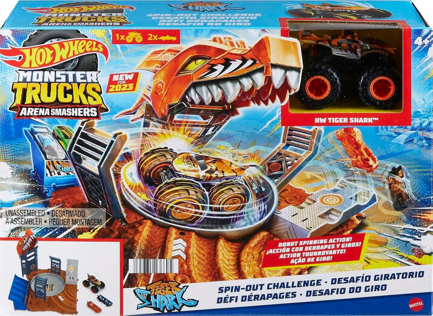 Hot Wheels Monster Trucks Arena Smashers, Tiger Shark Spin-Out Challenge