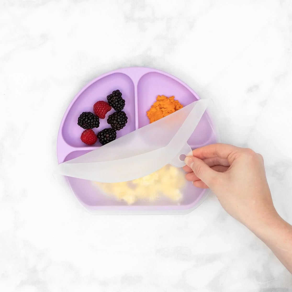Bumkins Silicone Grip Dish with Lid (3 Section)