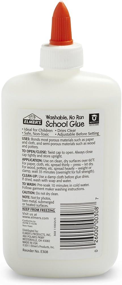 Elmer’s Washable No-Run School Glue – 4 fl oz (118 ml)