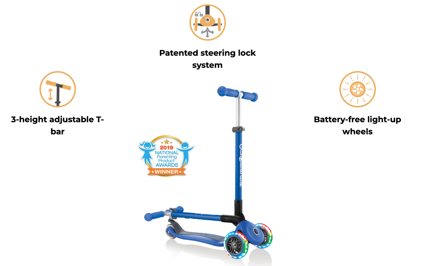 Globber Foldable 3 Wheel Scooter - Primo Foldable Lights
