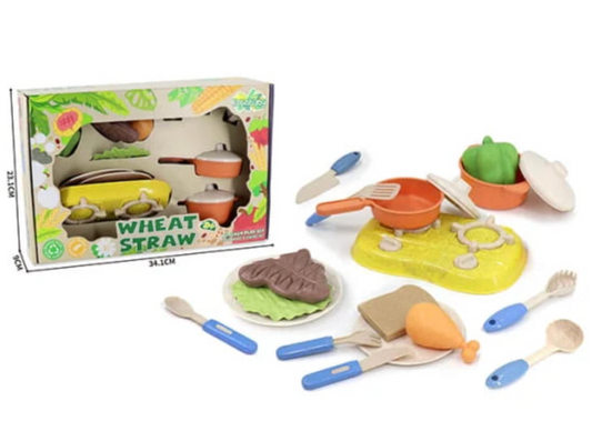 Steak and Chicken Stove Top Playset - Kolinbaby Wheat Straw
