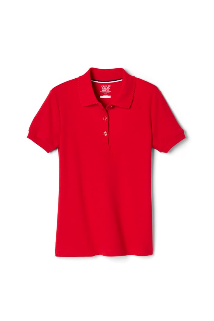 French Toast Short Sleeve Polo with Picot Collar