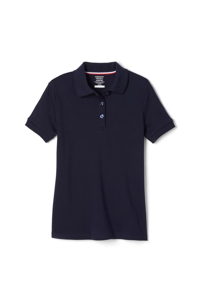 French Toast Short Sleeve Polo with Picot Collar