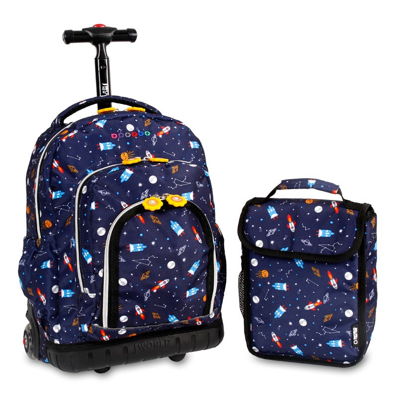 Jworld Light Up Wheels Lollipop Rolling Backpack and Lunch Bag