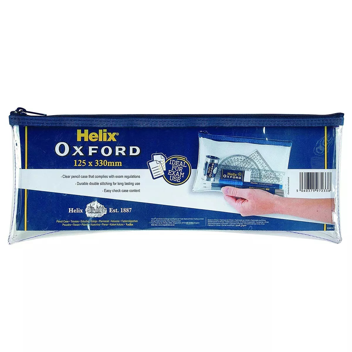 Helix Oxford Clear Pencil Case